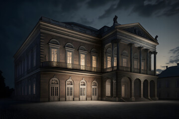 Obraz premium a scene of the movie that, Exterior view of the Festival Theatre, Night. perfect lighting. unreal engine.