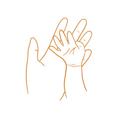 Mother and Little Baby Hand Outlined