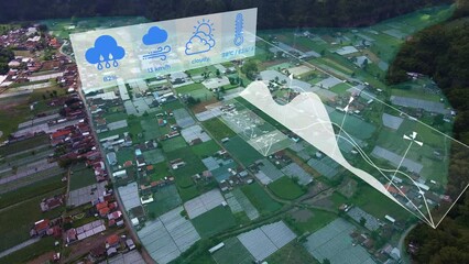 Smart Farming App Monitoring Risks, Climate, Weather, And Temperature In Rural Farm Fields. Agricultural Tech. motion graphics
