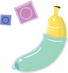 condom and banana yelow