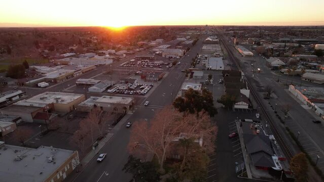 sunrise aerial pullout over turlock california