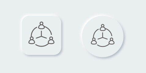 Networking line icon in neomorphic design style. Relation signs vector illustration.