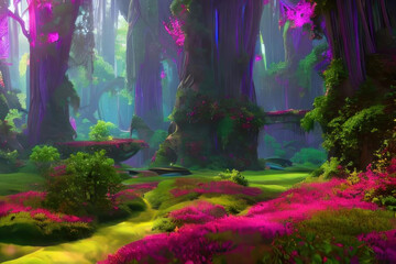 Magical forest. AI generated.