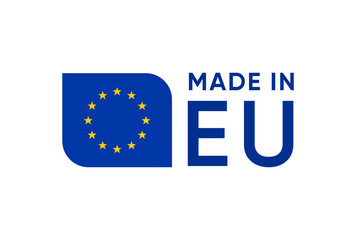 Made in EU, Europe union Flag banner vector design - obrazy, fototapety, plakaty