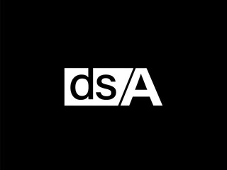 DSA Logo and Graphics design vector art, Icons isolated on black background