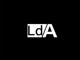 Obraz premium LDA Logo and Graphics design vector art, Icons isolated on black background