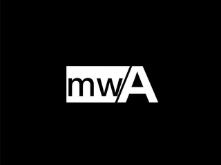 MWA Logo and Graphics design vector art, Icons isolated on black background