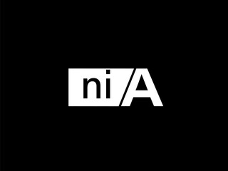 NIA Logo and Graphics design vector art, Icons isolated on black background