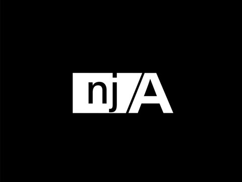 NJA Logo and Graphics design vector art, Icons isolated on black background