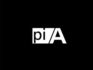 PIA Logo and Graphics design vector art, Icons isolated on black background