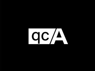 QCA Logo and Graphics design vector art, Icons isolated on black background