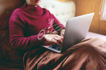 business woman working at home and chat GPT.