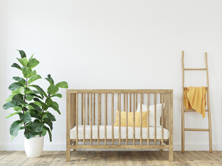 Nursery interior in scandinavian style. 3d render.