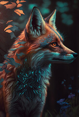 Supernatural fox. Forest. Generative AI.

