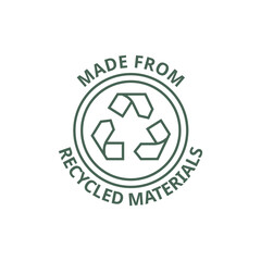 Made with recycled materials vector icon logo badge or label