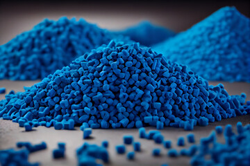 Close up of plastic polypropylene granules on a table, Generative AI	