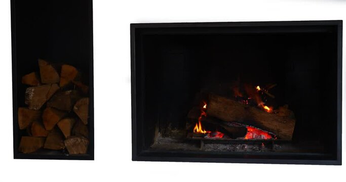 Fireplace with insert in conction in the living room