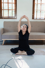stress relief, muscle relaxation, breathing exercises, exercise, meditation, portrait of Young...