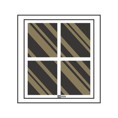 Realistic window with black glass vector illustration