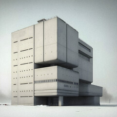 Neu Brutalism building art illustration, granular texture Generative AI