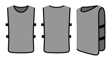Blank Gray Soccer Football Training Vest Template on White Background.Front, Back and Side View.Vector File