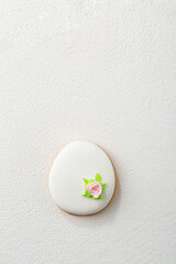 Easter white cookies egg  holiday concept top view