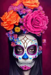 A Touch of Color for Your Memorial Altar - Sugar Skull Decorations. Generative AI