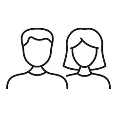 Woman and Man Line Icon. Couple of Female and Male Linear Pictogram. Human Gender Portrait Outline Icon. Business Staff, People Portrait Symbol. Editable Stroke. Isolated Vector Illustration