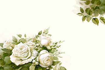 Obraz na płótnie Canvas Vintage rose watercolor wedding elegant card. Botanical spring Generative AI 