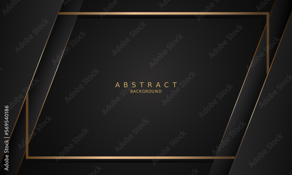 Wall mural dark black luxury premium background and gold line.