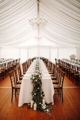 Decoration for wedding day with flowers and candles