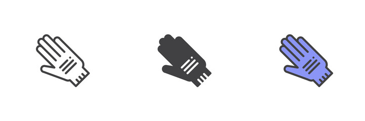 Protective gloves different style icon set