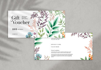 Beautiful Floral Gift Voucher  Layout with Generative AI