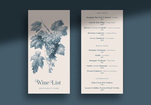 Elegant Wine List Layout with Generative AI