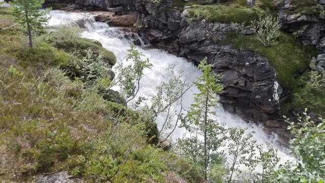 cascading waterfall in norway
