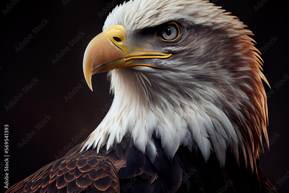 Poster beautiful eagle on black background digitally generated ai image