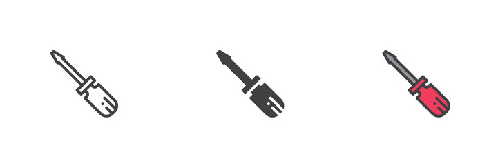 Screwdriver different style icon set