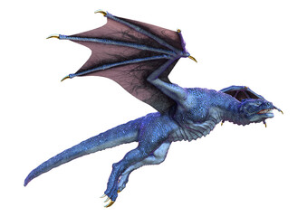 3D Rendering Fairy Tale Dragon on White