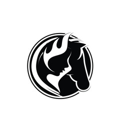 Woman and horse logo silhouette