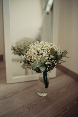 Wedding bouquet with white flowers for bride