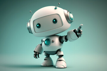 Playful cute and happy toy robot android 3d rendering. Ai generated