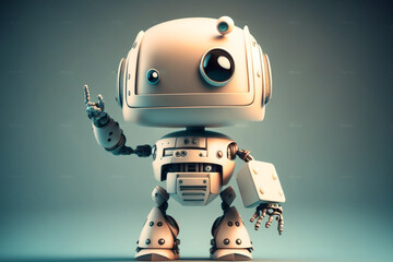 Playful cute and happy toy robot android 3d rendering. Ai generated
