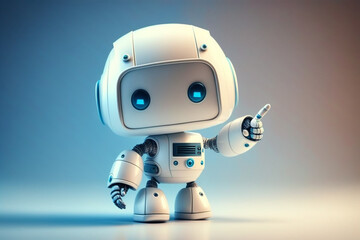 Playful cute and happy toy robot android 3d rendering. Ai generated