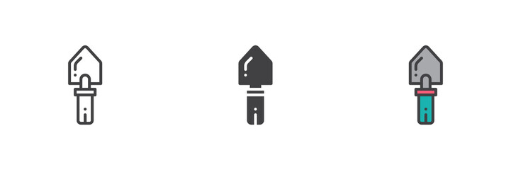 Trowel tool different style icon set