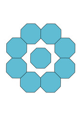 Fototapeta na wymiar Ring aus acht blauen achtecken und einem neunten zentral angeordnet
