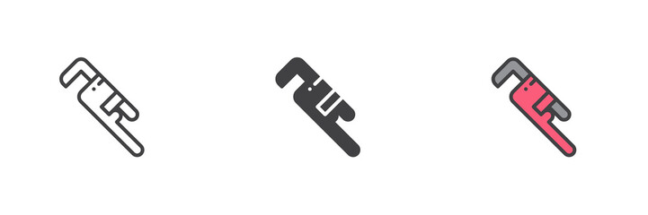 Pipe spanner different style icon set