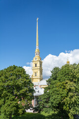 St. Petersburg, the bell tower with the spire of the Peter and Paul Cathedral