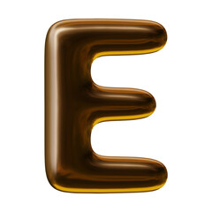 Alphabet letter e design with balloon style in 3d render
