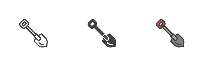 Spade, shovel different style icon set