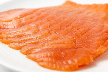 smoked salmon on a white background